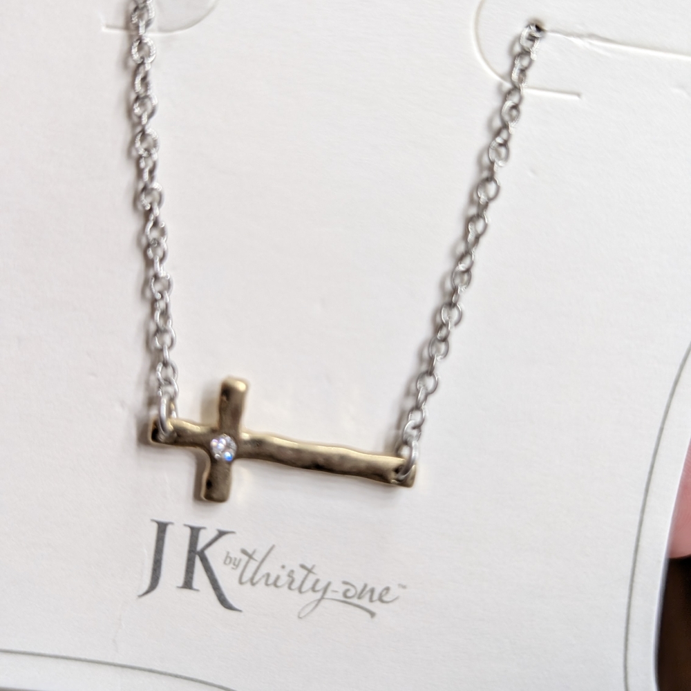 thirty-one Gold and Silver Cross Necklace